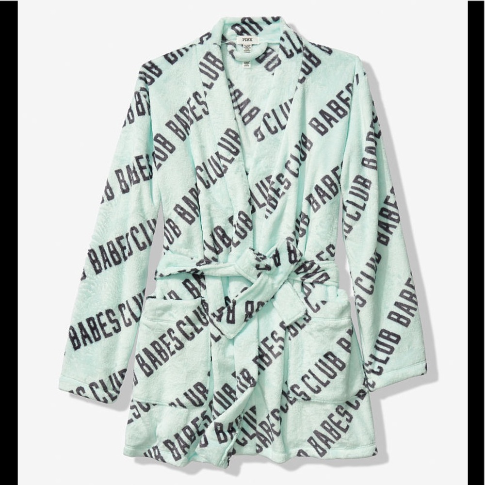 VS Pink Cozy Robe in Mint Frosting M/L